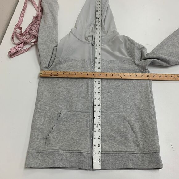 Victorias Secret Sport Mesh Panel Hoodie Womens XS Scalloped Edge Pockets Jacket - Picture 9 of 16